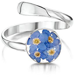 Shrieking Violet Real Flower Jewellery Sterling Silver Adjustable Ring for Women with Gift Box for Birthday, Mother's Day Gift, Valentine's Day, Thumb Ring, Boho Wedding Ring