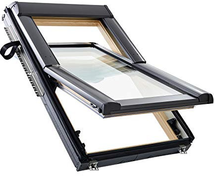 Dachfenster Schwingfenster aus Holz Roto Designo R68C HWD inkl. Eindeckrahmen (Eindeckrahmen EZI, 74 x 118)