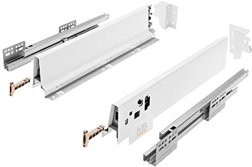 GTV - Modern Box Schublade I L=500mm H=83 mm I Weiss I Leises Schließen I Belastung bis zu 40 kg I Einfache Installation I Synchronisation des Fahrweges der Führungen I PB-D-KPL500A1
