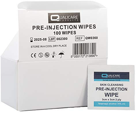 Pre-Injection Wipes Swabs (Boxed) 70% Alcohol x 100