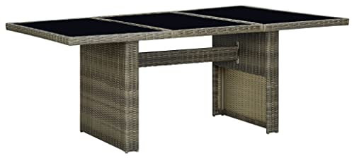 vidaXL Table de Jardin Table de Salle à Manger Table de Terrasse Meuble de Patio Bistro Extérieur Marron Résine Tressée et Verre Trempé