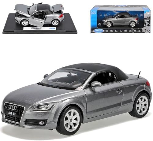 Welly A*U*D*I TT Grau Cabrio 2. Generation Cabriolet Soft Top 2009 1/18 Modellauto Modell Auto