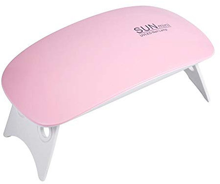 Lampada per unghie per smalto gel, SUN Mini 6pcs 6w LED Lampada professionale per unghie UV LED con interfaccia USB, strumenti professionali per nail art durata 50000h, memoria e funzione tim(Rosa)