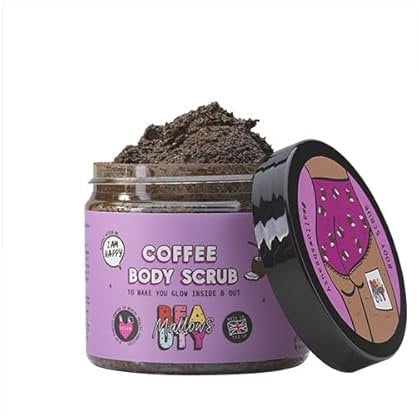 Mallows Beauty Coffee Body Scrub, Exfoliating Body Scrub, Brightens and Nourishes the Skin, Prevents Strawberry Legs, Vegan and Handmade in the UK, 180g