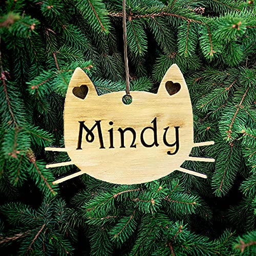 Personalisierte Katze Christbaumschmuck Weihnachtsbaumschmuck Weihnachtsdeko Ornament Weihnachtsdeko aus Holz Weihnachtsbaum Weihnachtsdekoration Ornament Holz mit Katzennamen