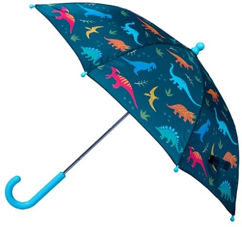 Wildkin Kids Umbrella – Rainproof Canopy, Curved Handle, Easy Hanging Design - Jurassic Dinosaurs