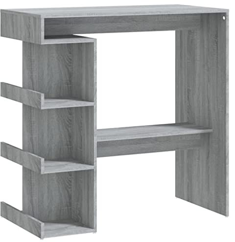 vidaXL Bartisch mit Regal Bartresen Stehtisch Tresentisch Bistrotisch Küchentisch Esstisch Loungetisch Tisch Grau Sonoma 100x50x101,5cm