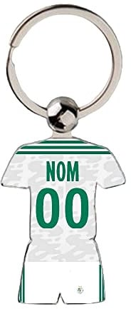 Coque-swag COQUE-SWAG Porte Clé Football Algérie 2021 2022 Maillot Domicile Personnalisable avec Nom et Numéro, Blanc, 51mm x 36 mm