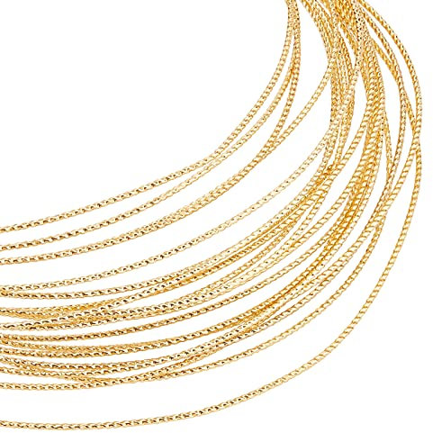 BENECREAT 5 m 20 Gauge/0.8 mm 14K Echt vergoldet Gravierter Gedrehter Golddraht, Strukturierter Kupferdraht für Schmuck Perlenstickerei Handwerksarbeiten