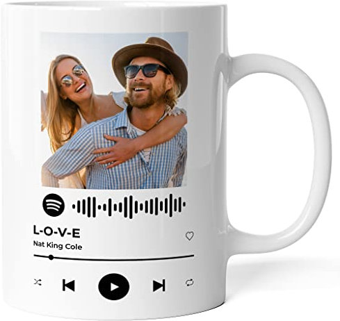Tazza Spotify personalizzata con foto, canzone e codice per riprodurre la canzone - Idea regalo originale - Tazza da colazione in ceramica
