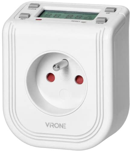 VIRONE DT-4 Prise Programmable avec afficheur LCD supérieur 230 VAC 3680 W 16 programmes simulateur de présence