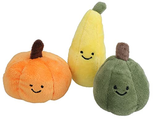 3PC Dog Puppy Small Plush Squeaky Mini Pumpkin Play Toys