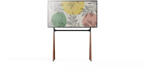 POUT Soporte de pantalla de estudio de TV E16, caballete de madera maciza de cuatro patas con soporte blanco ajustable en altura y bridas para cables, carga máxima de 88 libras, pantallas LED LCD VESA