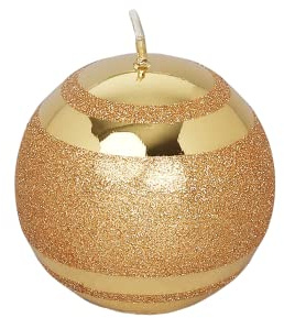 G Decor Stumpenkerzen mit Glitzer-Effekt, goldfarben gestreift
