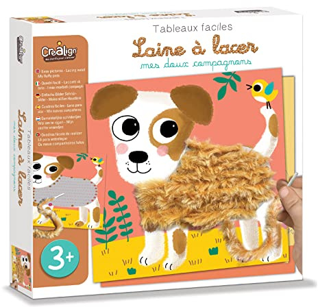Créa Lign – Bastelset – Wolle zum Schnüren Mes Doux Compagnons – ab 3 Jahren – CL200, braun