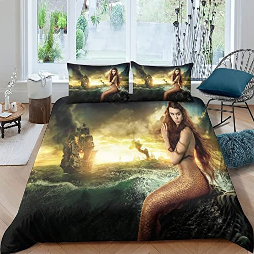 Pirates of The Caribbean Bettwäsche 3D Anime Bettbezüge Set Für Kinder Jungen Mädchen Erwachsener Bettwäsche Set Mikrofaser Movie Bettbezug Mit Reißverschluss,Geschenke Für Kinder Double(200x200cm)