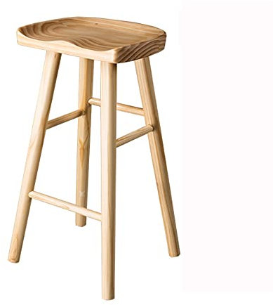 BIRLD Holz Barhocker Vintage Tresenhocker Küchenhocker Rechteckig Sattelsitz Bistrohocker Mit Fußstütze, Naturfarben Stühle, Sitzhöhe 55/65/75cm (Color : Natural, Size : 65cm/25in)