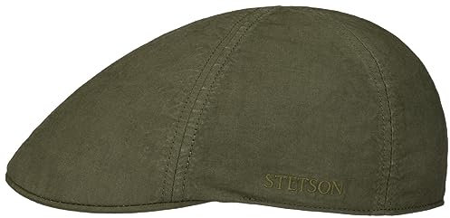 Stetson Texas Organic Cotton Flatcap Herren - Nachhaltige Schiebermütze mit Bio-Baumwolle - Flat Cap mit UV-Schutz (40+) - Herrencap Frühjahr/Sommer - Schirmmütze Oliv L (58-59 cm)