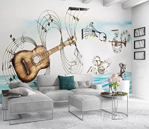 Maßgeschneiderte Bar-Hintergrund-dekorative 3D-Tapete Skandinavisches blaues Meer-Musiker-Tapeten-Tapete TV Wandbild Tapete Wanddekoration fototapete 3d Vlies wandbild Schlafzimmer-200cm×140cm