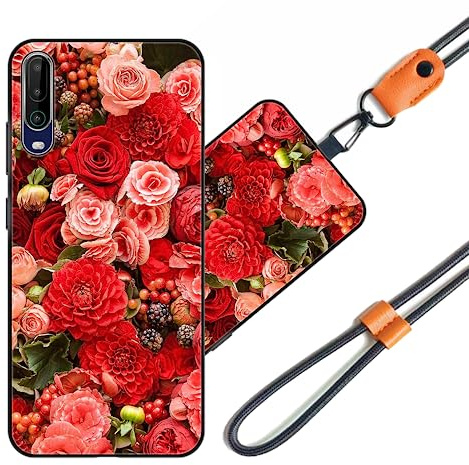 JEZSTHAI Schutzhülle Kompatibel mit Wiko View 4 Hülle Silikon Dünn mit Muster Design,Weiche Flexibel Stoßfeste Handyhülle mit Handykette & Handykordel zum Umhängen,Nr.A03
