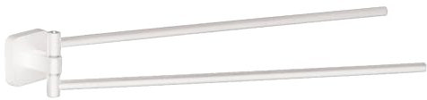 GEDY | Porta Asciugamani Bagno Tonga in Acciaio Inox e Cromall, Appendi Asciugamani a Snodo Fissabile con Viti Incluse o Biadesivo, Bianco Matt, 4,7x39,1x5,8cm