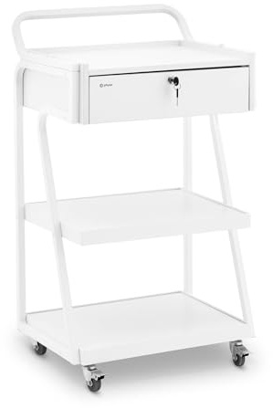 Physa Physa CT-4 Kosmetikwagen 1 abschließbare Schublade 3 Ablagen zu 550 x 450 mm, max. 80 kg, weiß, Stahl/MDF/Gummi 4 Rollen weiß Arbeitswagen Kosmetik-Beistellwagen Salon-Trolley