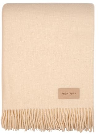 menique Wool Blanket Milan 125x180 cm Natur, Dicke Decke Plaid Extra Fine Fall Blanket