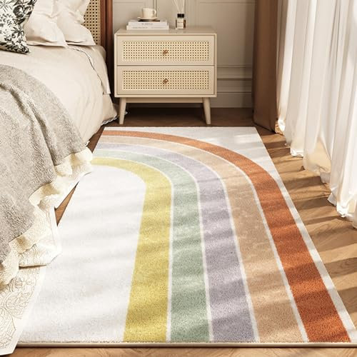 Herfair Teppich Kinderzimmer Baby Krabbeldecke Krabbelmatte Spielmatte Spielteppich Bunte Punkte Kurzflor Kinderteppich Pflegeleicht, Farbecht, Creme (Bunte Reise,40 * 160cm)