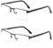MMOWW 2er-Pack Lesebrille Herren Mit Blaulichtfilter, Rechteckige Halbrahmen Metall Lesebrillen Lesehilfe, Feder Scharnier Lesebrillen (Schwarz+Grau, +1,5)