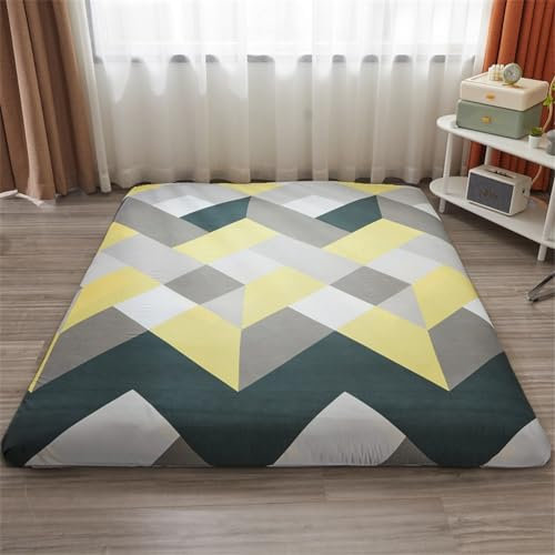 Morbuy Coprimaterasso Matrimoniale Traspirante con Cerniera Microfibra Extra-Morbida e Biestensibile Coprimaterasso con Tasche Profonde Fino (180x200cm,Geometria Elegante)