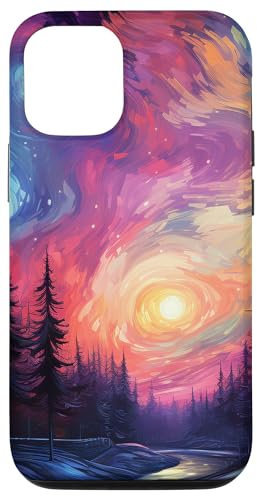 Hülle für iPhone 13 Northern Polar Lights Pastellfarben Van Gogh Style Grafik