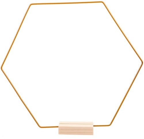 HOODANCOS 1 Satz Kranzständer Aus Metall Blumenkranz Mit Holzständern Kranzreifen Zum Selbermachen Traumfänger-Rahmen Metall-Blumendraht-Sechseck