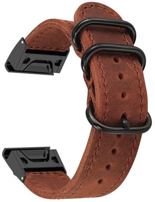 Armbänder für Garmin Instinct/Instinct Esports/Solar/Tide/Tactical Armband, Vintage Leder mit Verstellbarer Edelstahl Metall Schnalle Ersatzarmband Kompatibel mit Garmin Instinct Uhrenarmband (1)