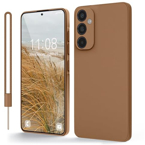 Andwing für Samsung Galaxy A55 Hülle Silikon-Schutzhülle mit Rundumschutz & Kameraschutz | Weiches Kratzfester Mikrofaser-Innenfutter | Kompatibel mit 4G/5G Modellen-Braun