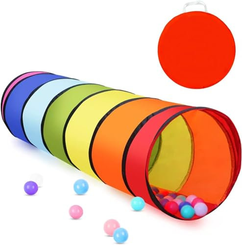 LATERN 180CM Kids Play Tunnel, 46CM Round Opening Baby Tent, Colorful Pop Up Crawl Collapsible Tent Gift for Boy Girl Pets Indoor Outdoor Backyard Game