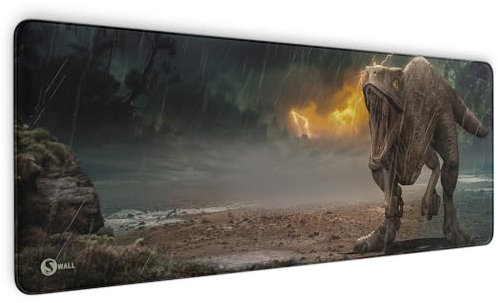 Gaming Mauspad XXL - 4 mm Premium-Dicke, Ultra-Glatte Oberfläche, Mousepad mit vernähten Rändern, rutschfest - stylisch & langlebig für Dein Gaming Setup (Raptor Dinosaur Real, 800 x 300 x 4 mm)