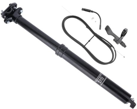 Dropper Seatpost, 30.9mm Bicycle Seatpost, Remoted Control Drop Post with 1x Lever & Cable in Housing, Adjustable Seatpost Tube Internal Cable for Mountain Bike 30.9 x 445mm 150mm travel