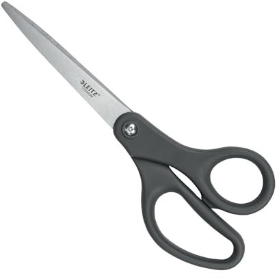 Leitz Titanium Schere 205 mm, Edelstahlschere 205 mm mit titanbeschichteten Klingen und einer plastikfreien Verpackung, 54220089