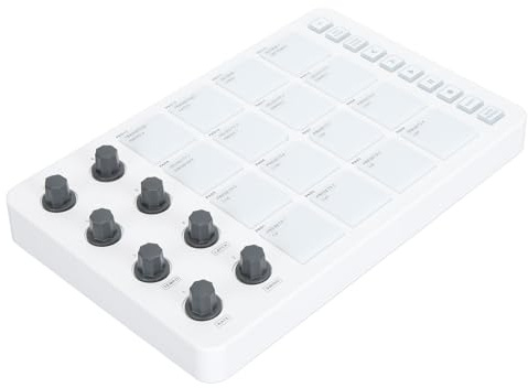 Kabelloser MIDI-Controller, Tragbarer USB-MIDI-Controller mit 16 RGB-Drum-Pads und 8 Zuweisbaren Reglern, USB-Beat-Maker-Maschine für die Musikproduktion, USB-MIDI-Pad-Controller