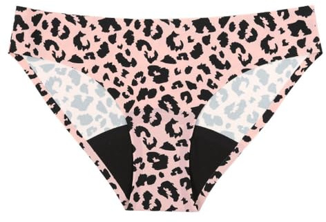 Nahtlose Perioden Unterwäsche für Frauen Sexy Leoparden-Menstruationsunterwäsche mit Geringer Blutung Unsichtbare Perioden Unterwäsche Zum Schwimmen,Rosa,Xxl