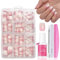 Nagel Tips Set - 240 Stück Französisch Falsche Nägel Zum Aufkleben - Weiß Rosa Gradient Design Nageltips Full Cover Fake Nails soft gel Natürliches & Angenehmes Tragegefühl Manicure (Pink Quadratisch)