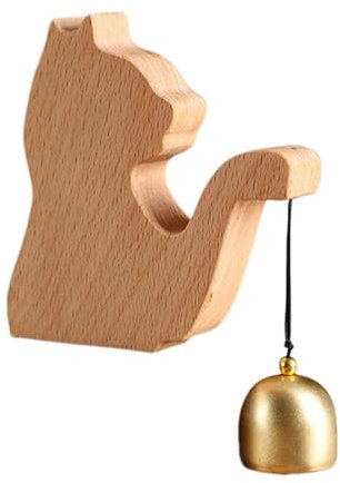 Timbre de madera – Timbre de madera para puerta de tienda, campana de apertura de puerta de madera | Lindo gato decorativo timbre de puerta de madera para nevera, habitación, tienda