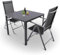 Raburg Gartenmöbel-Set, Moderne Sitzgruppe, 2 Stühle (klappbare Hochlehner) Tisch 90x90cm, wetterfestes Alu, Garnitur für Garten, Terrasse & Balkon, Norvey, Silber/Schwarz|Anthrazit-Schwarz