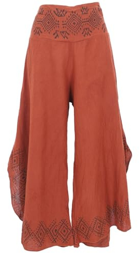 GURU SHOP Bequeme Sommerhose in Natürlichem Look, Hosenrock, Plazzohose - Rostorange, Damen, Baumwolle, Size:XL