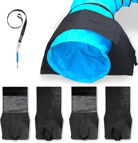 IRSTBL Agility-Tunnel-Satteltaschen und Sandsäcke für Hunde, Set mit 2 robusten, wasserdichten Gewichten für 45,7–61 cm Tunnel, 9 kg pro Seite, Trainingspfeife im Lieferumfang enthalten