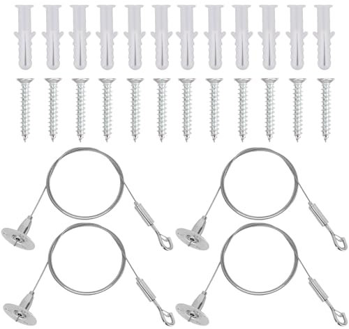 Tinoaly 4pcs Adjustable Hanging Wire Kit, 3.28ft Ceiling Sign Hanger Wire Suspension Cable with Hook for Lights Mirror Painting Photo Billboard Curtain Hanging