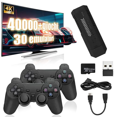 X2 Plus Manette de Jeu Rétro 4K, Console d'émulation avec 64G de Stockage 40000+ Jeux Classiques et 30+ Émulateurs, Plug & Play avec 2 Manettes sans Fil 2.4G (64G)