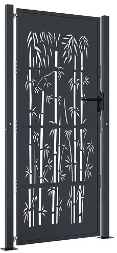Gartentor aus Stahl im Bambus-Design 105x180 cm anthrazit - Langlebige und stabile Gartenabtrennung für Privatgrundstücke und Sichtschutz
