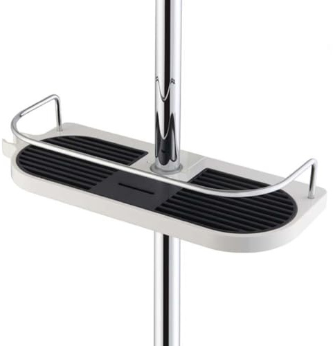 FUZVOL Fits 19mm-25mm Rail Shower Caddy, No Drilling Bathroom Rack with Buckle and Head Hook, Hanging Shower Shelf for Soap Shampoo and Toiletries