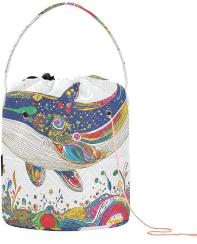 Energetic Chic Tasche für Häkelgarn mit Wal-Design, tragbar, für Reisen, Häkeln, Stricken, Häkeln